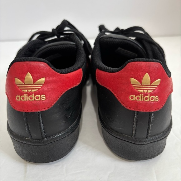 Adidas Superstar II Shoes Kids Black Red Stripe Classic Lace Up Casual Sneakers - Picture 6 of 12